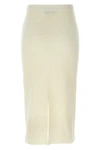 midi skirt in ribbed stretch wool and cashmere blend
