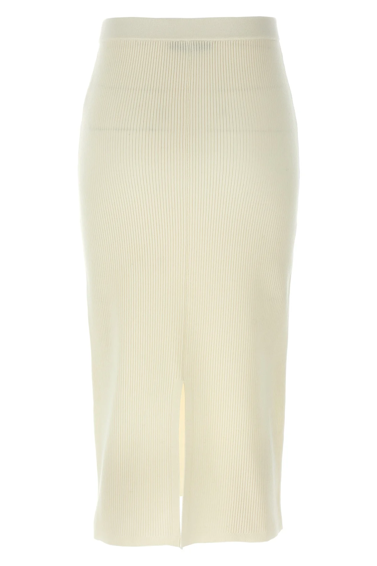 midi skirt in ribbed stretch wool and cashmere blend