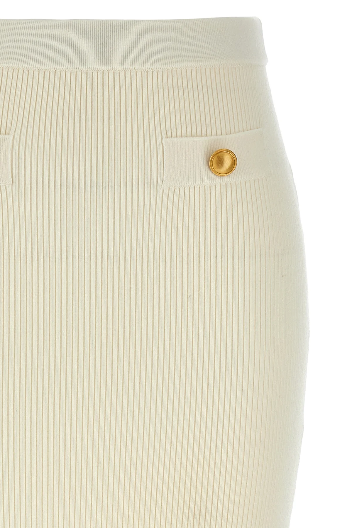 midi skirt in ribbed stretch wool and cashmere blend