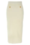 midi skirt in ribbed stretch wool and cashmere blend