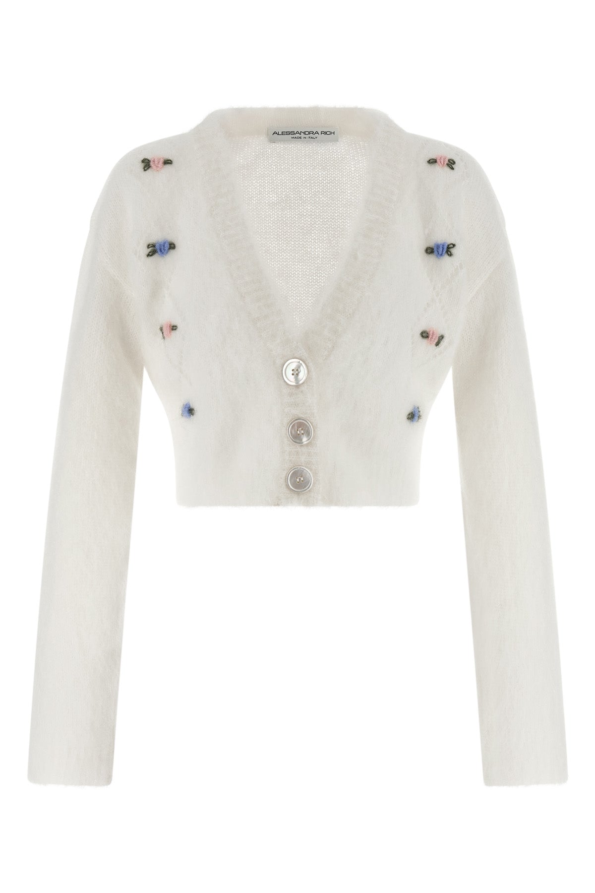 ALESSANDRA RICH 40 carded mohair cardigan in alpaca and wool blend