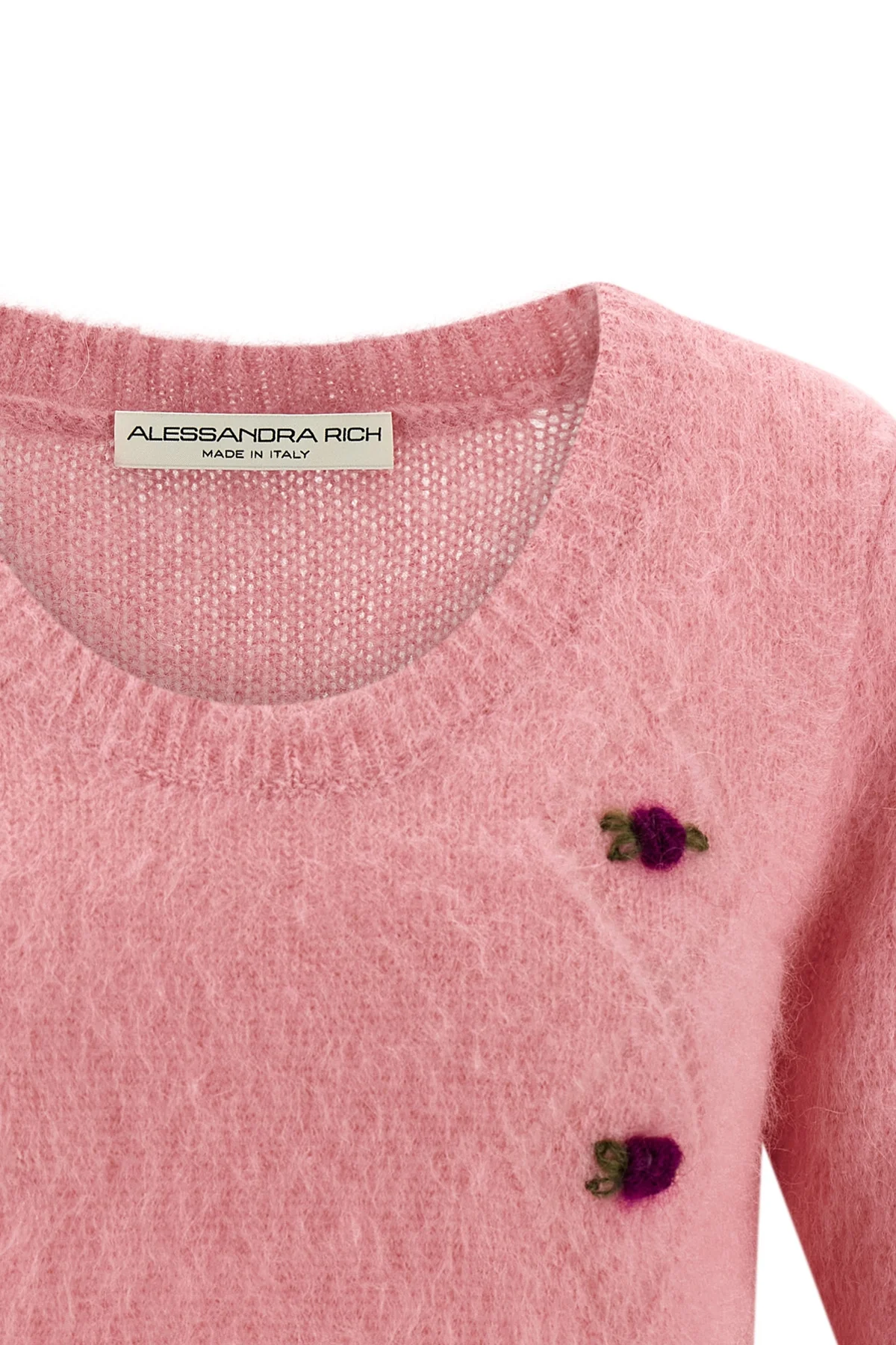 carded mohair cardigan in alpaca and wool blend