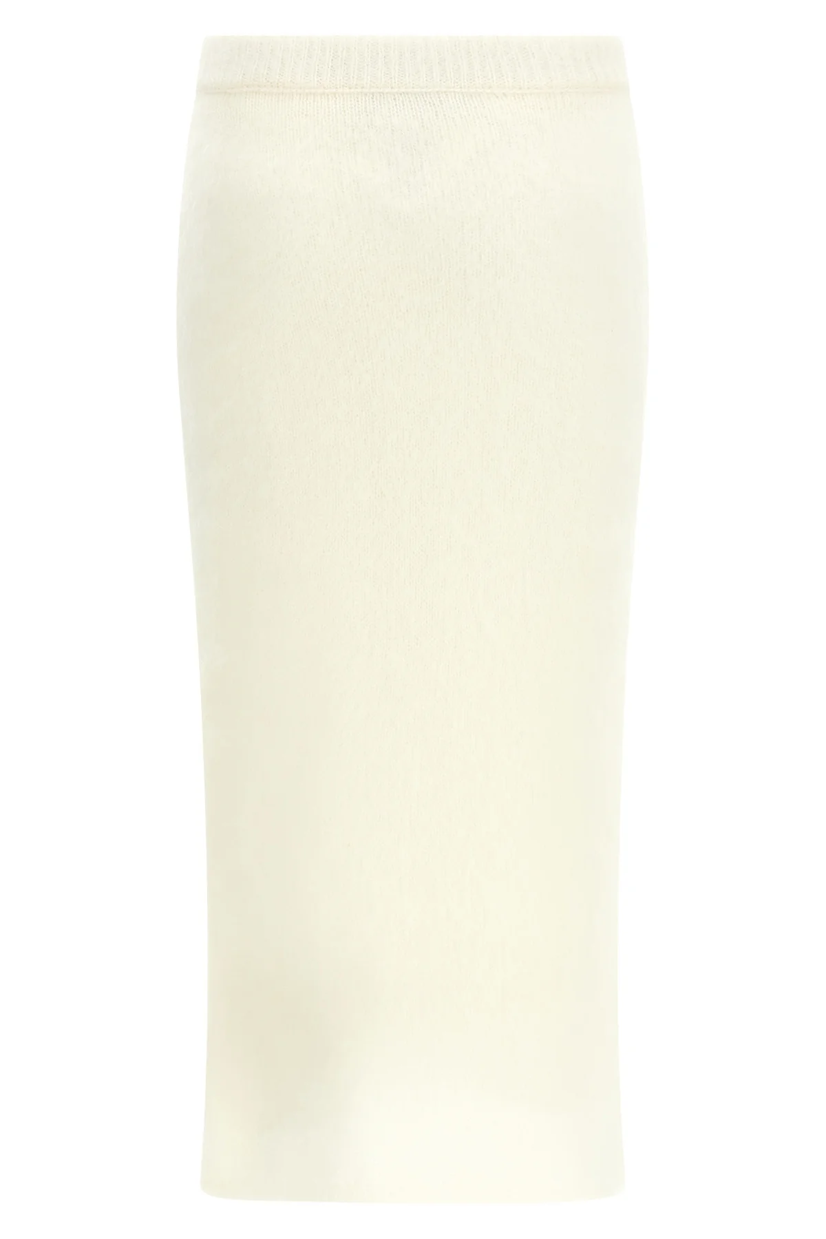 carded mohair wool knit midi skirt