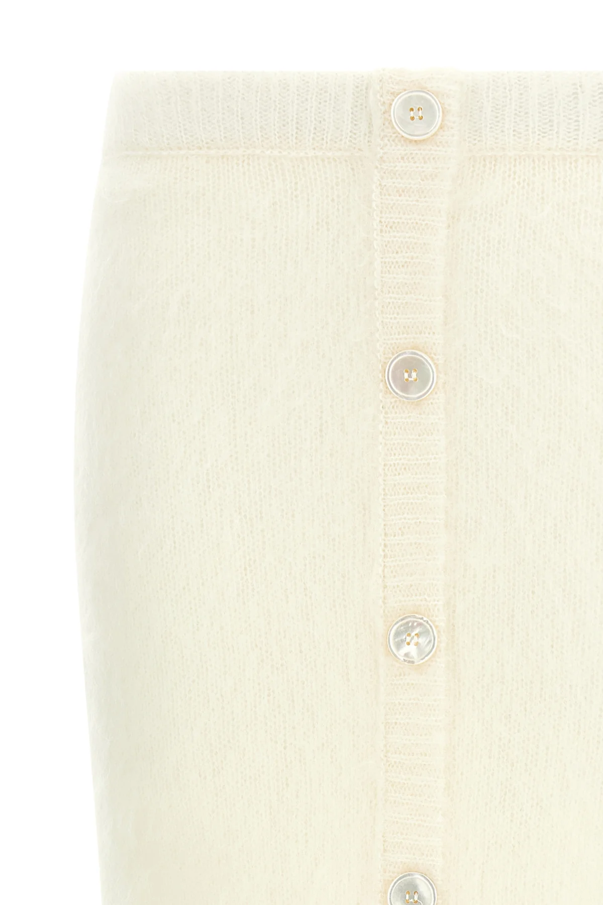 carded mohair wool knit midi skirt