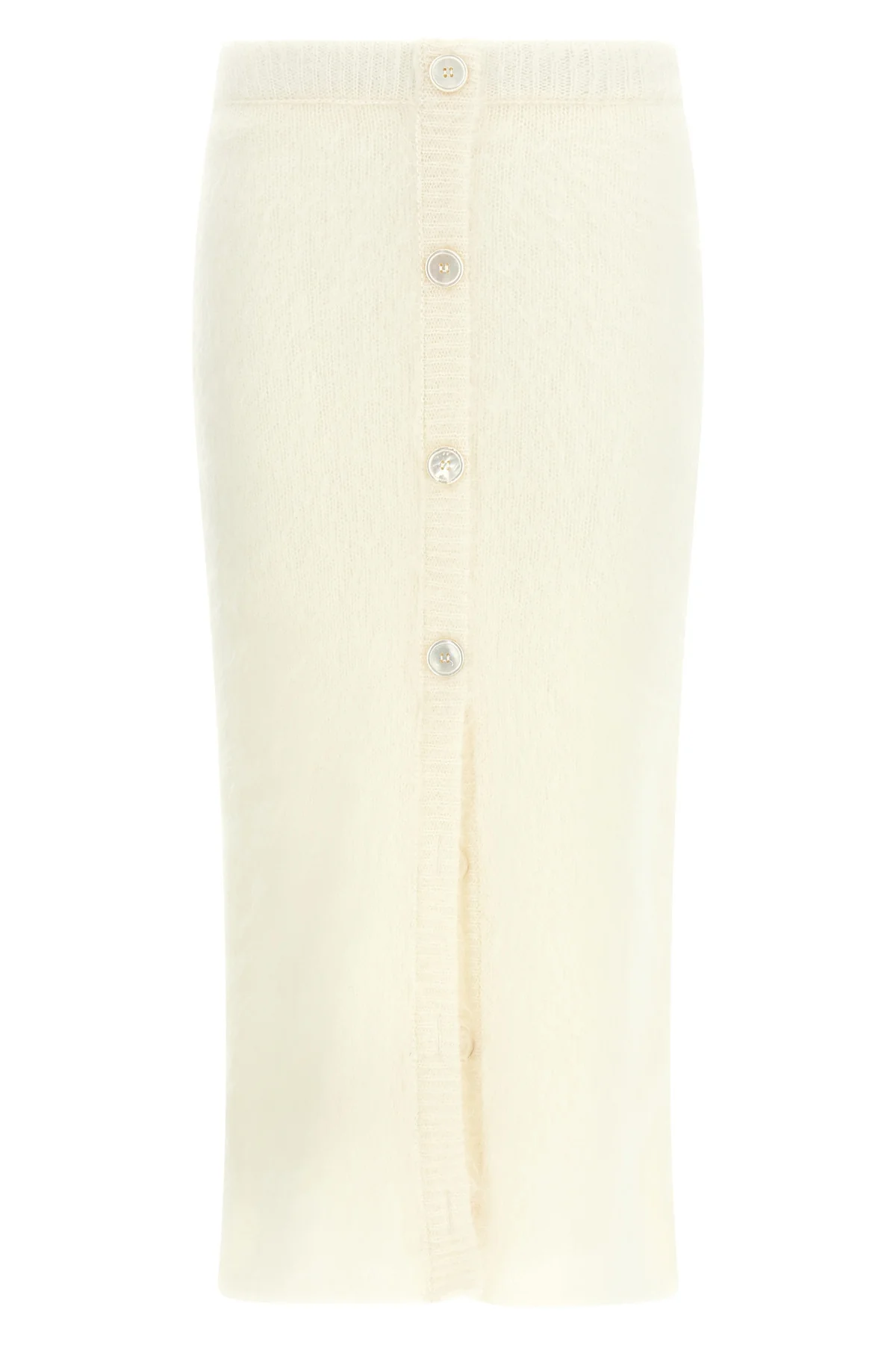 carded mohair wool knit midi skirt