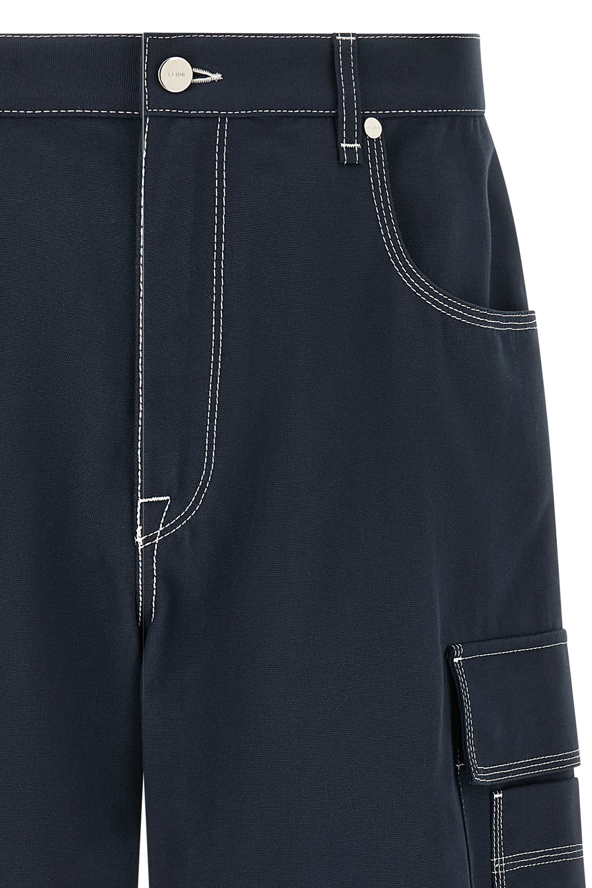 fendi navy blue cotton canvas canvas bermuda shorts