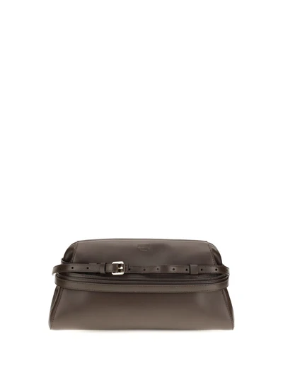 leather clutch with buckle detail