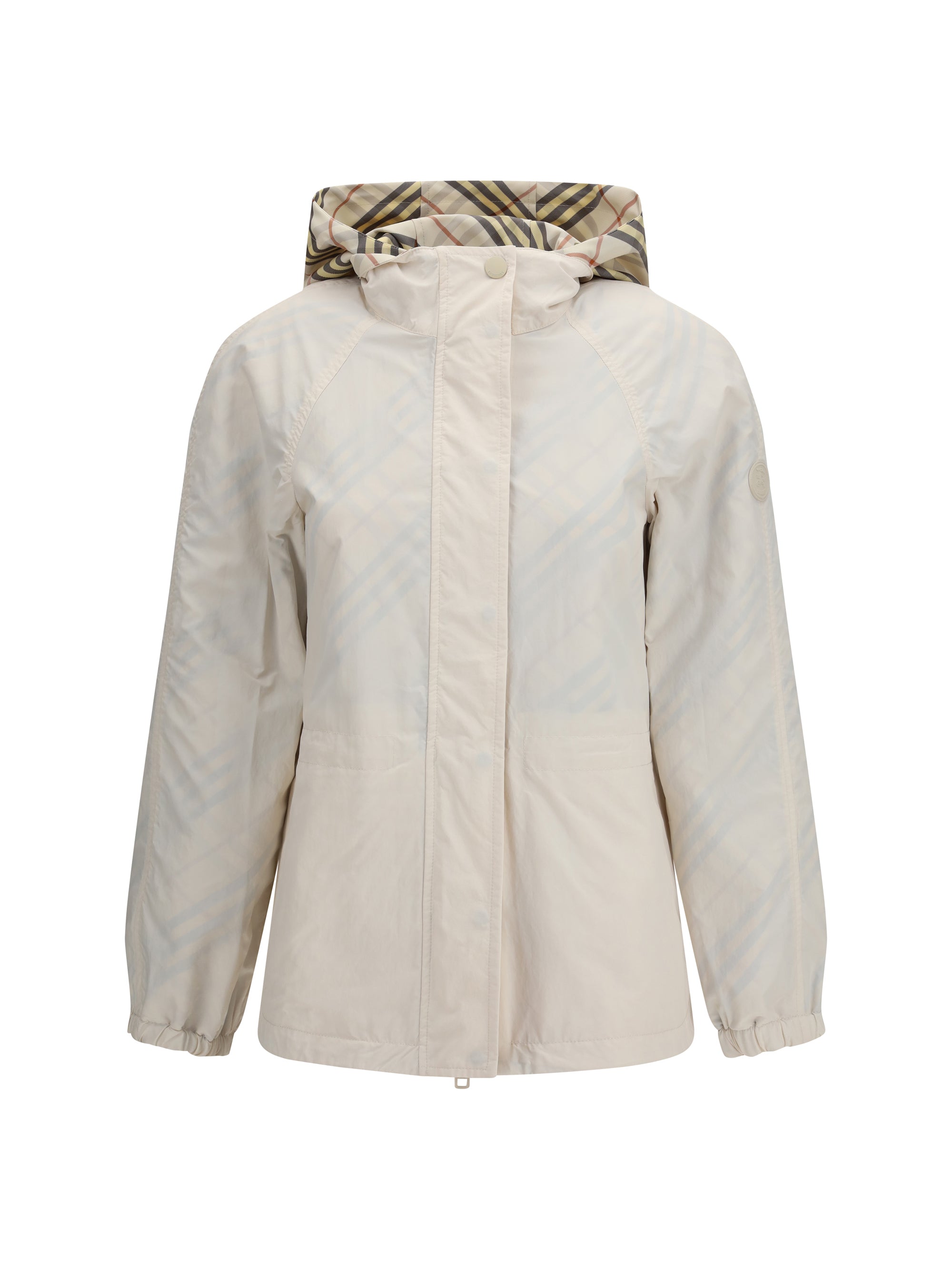 reversible check hooded jacket