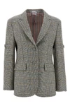 prince of wales patterned wool single-breasted blazer