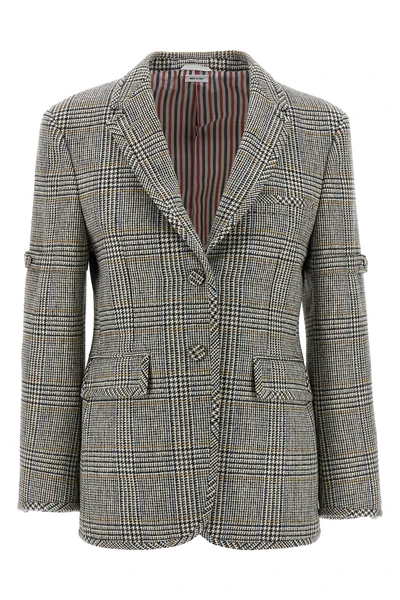 prince of wales patterned wool single-breasted blazer