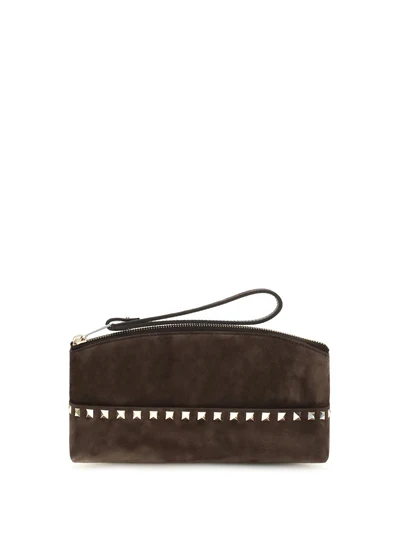 rockstud suede pouch