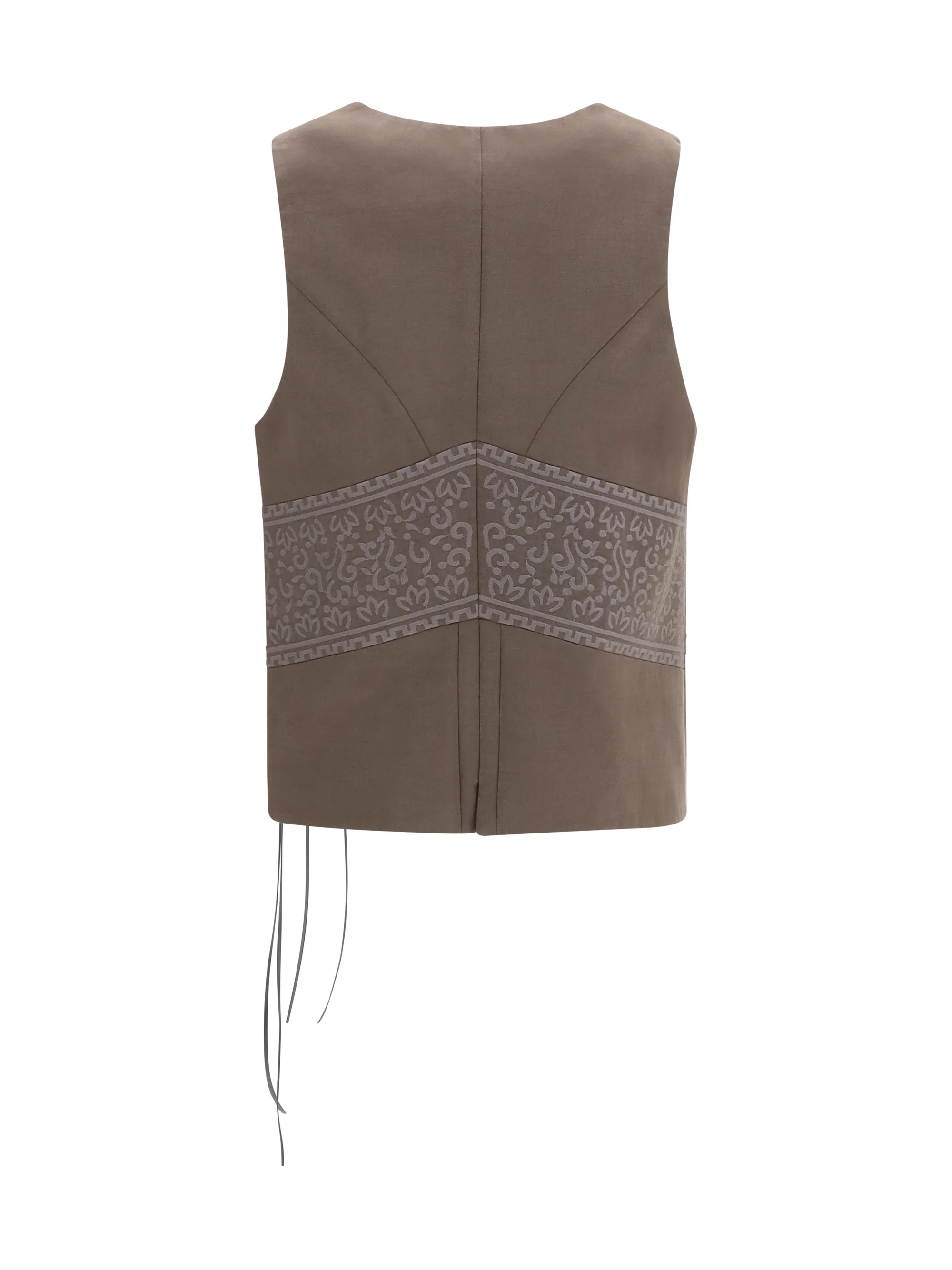GIORGIO ARMANI 44 vest in washed silk and virgin wool with jacquard pattern and ties