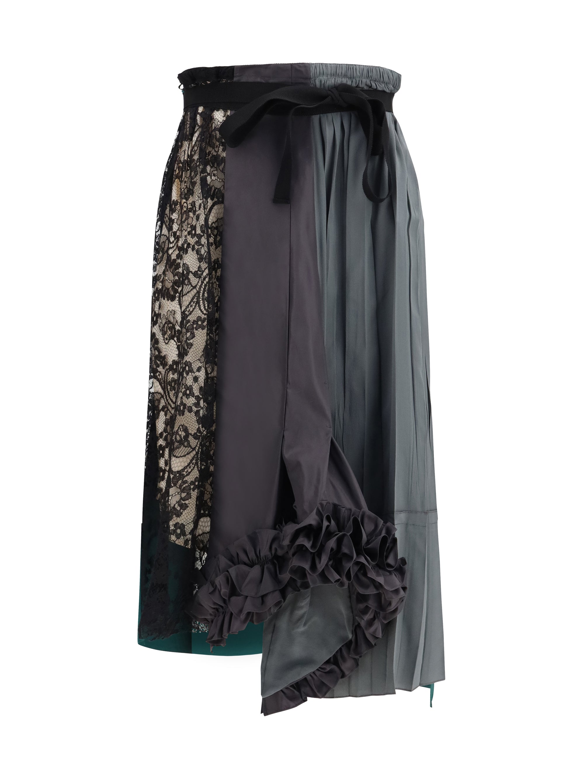 PRADA 38 patchwork midi skirt with panel construction 