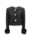 metallic bouclé jacket with faux fur cuffs