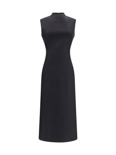 sleeveless virgin wool midi dress