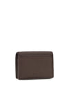 flap card holder in grained leather