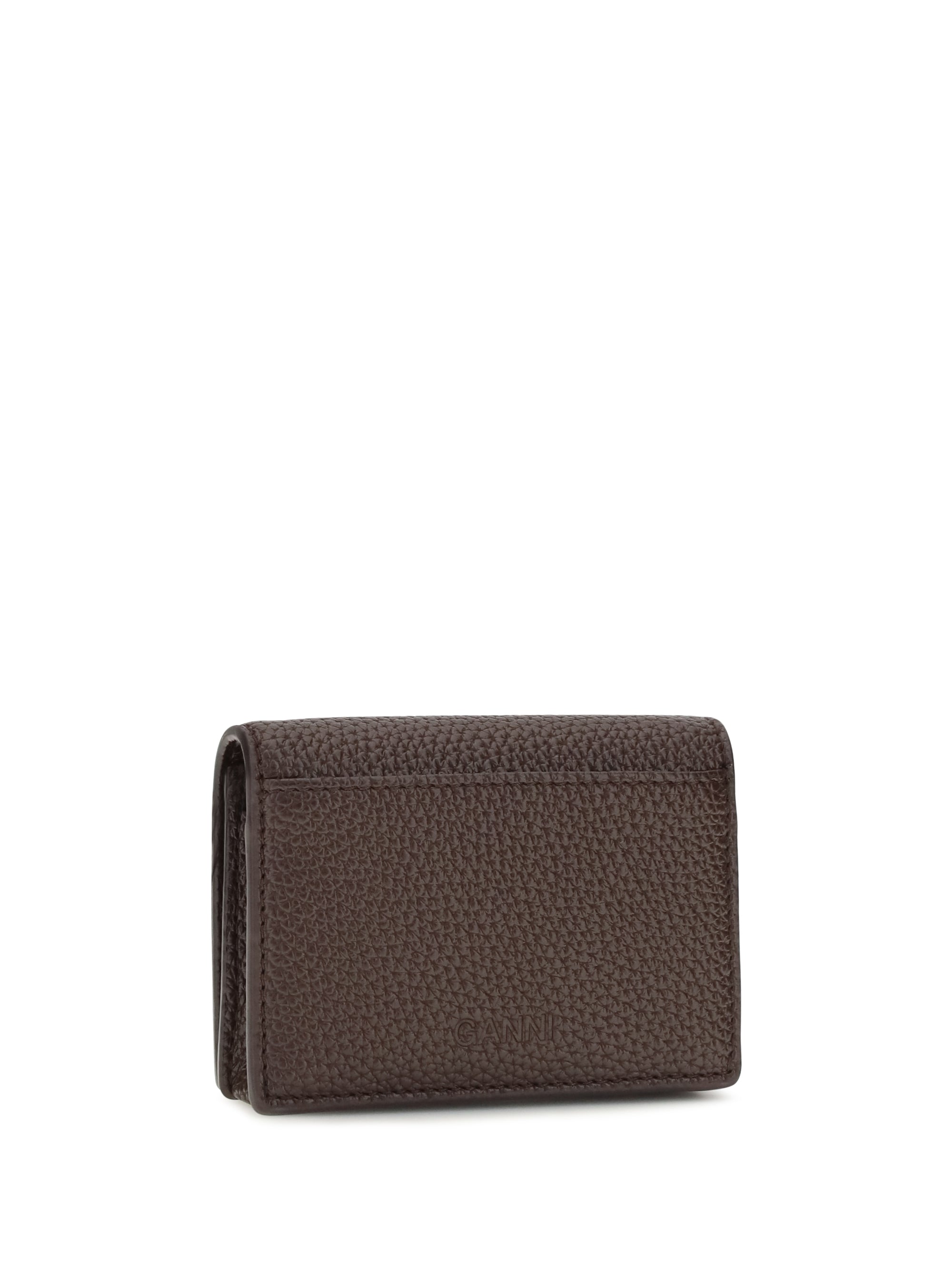 flap card holder in grained leather
