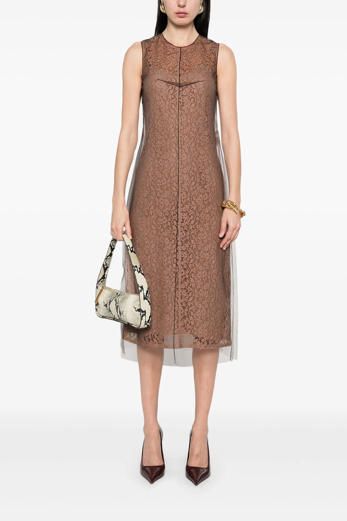 FENDI 38 floral lace midi dress