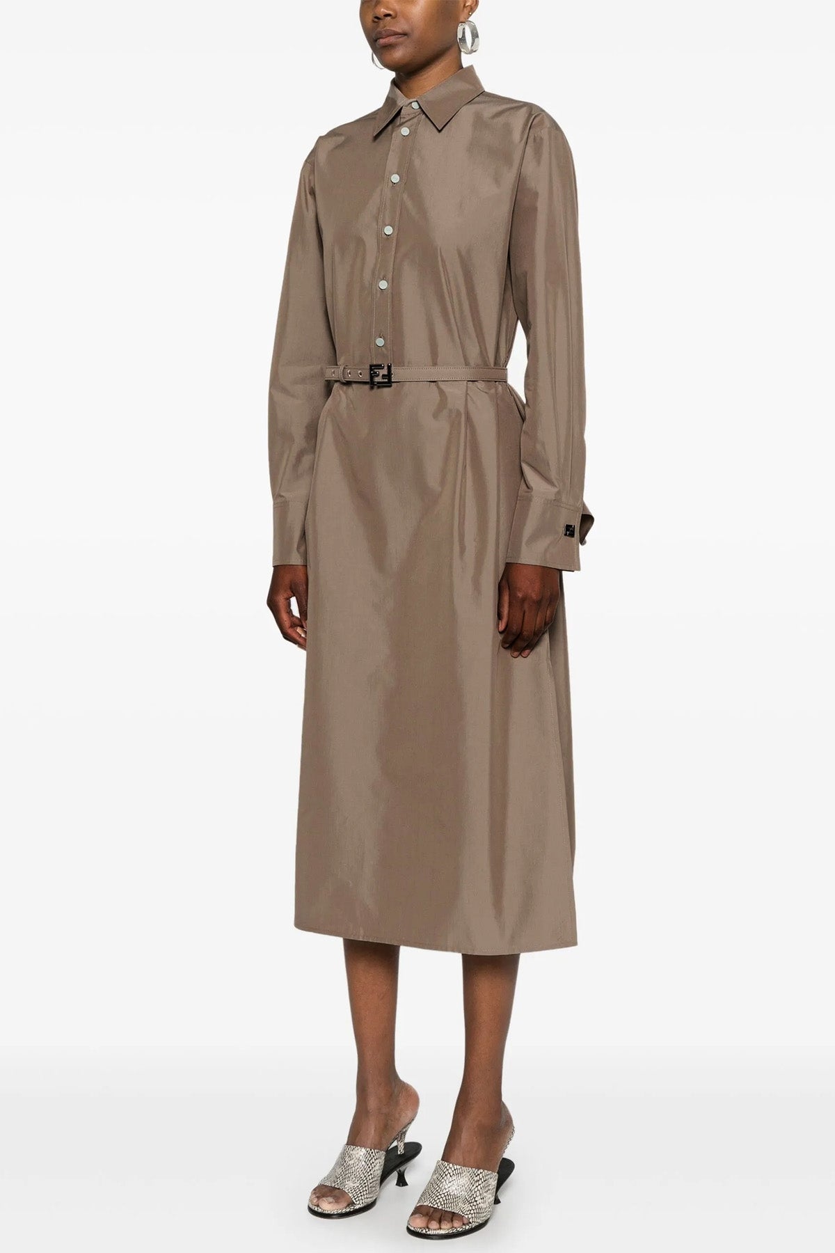 FENDI 38 midi dress in cotton and silk blend