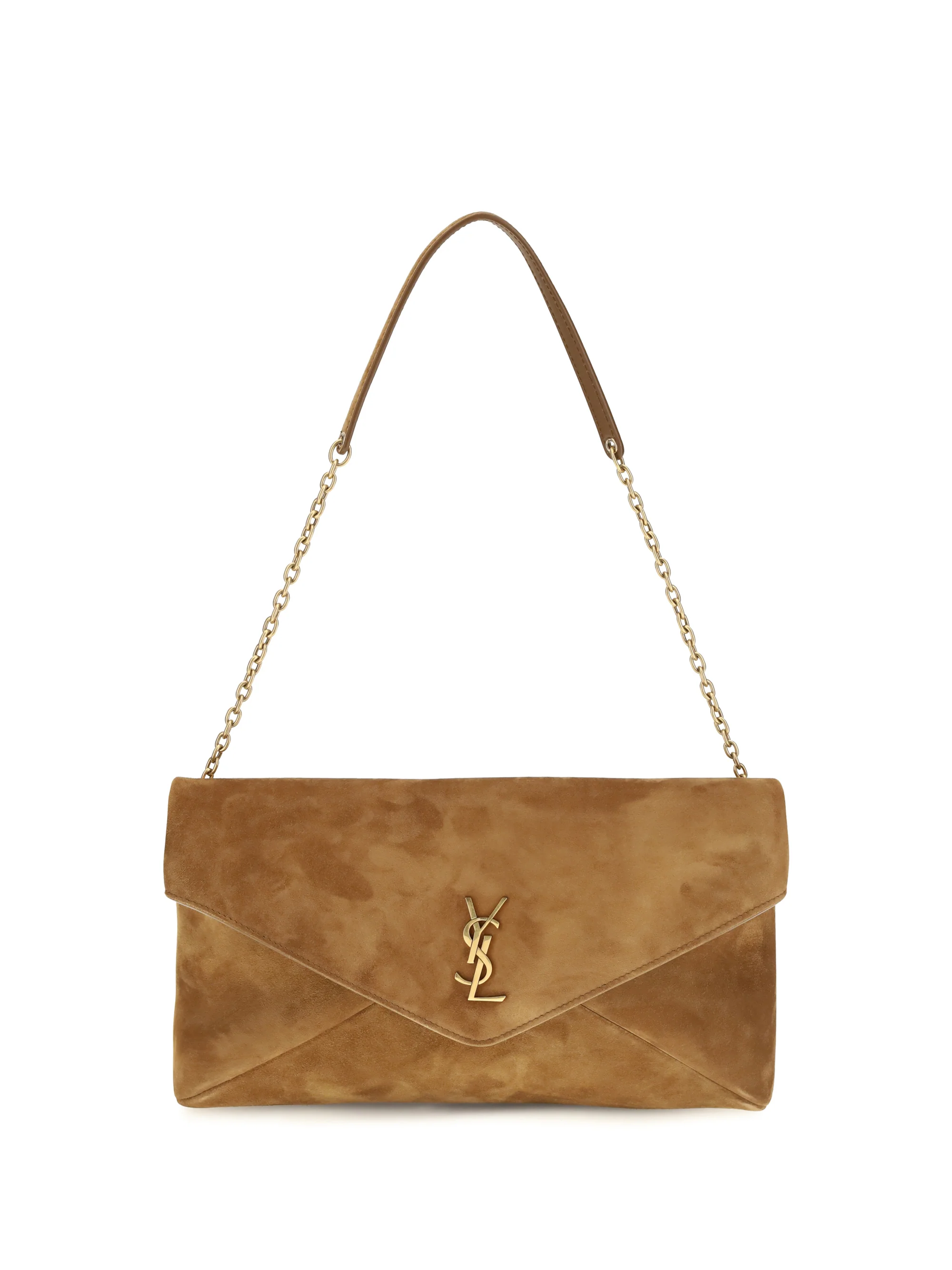 SAINT LAURENT OS cassandre suede shoulder bag