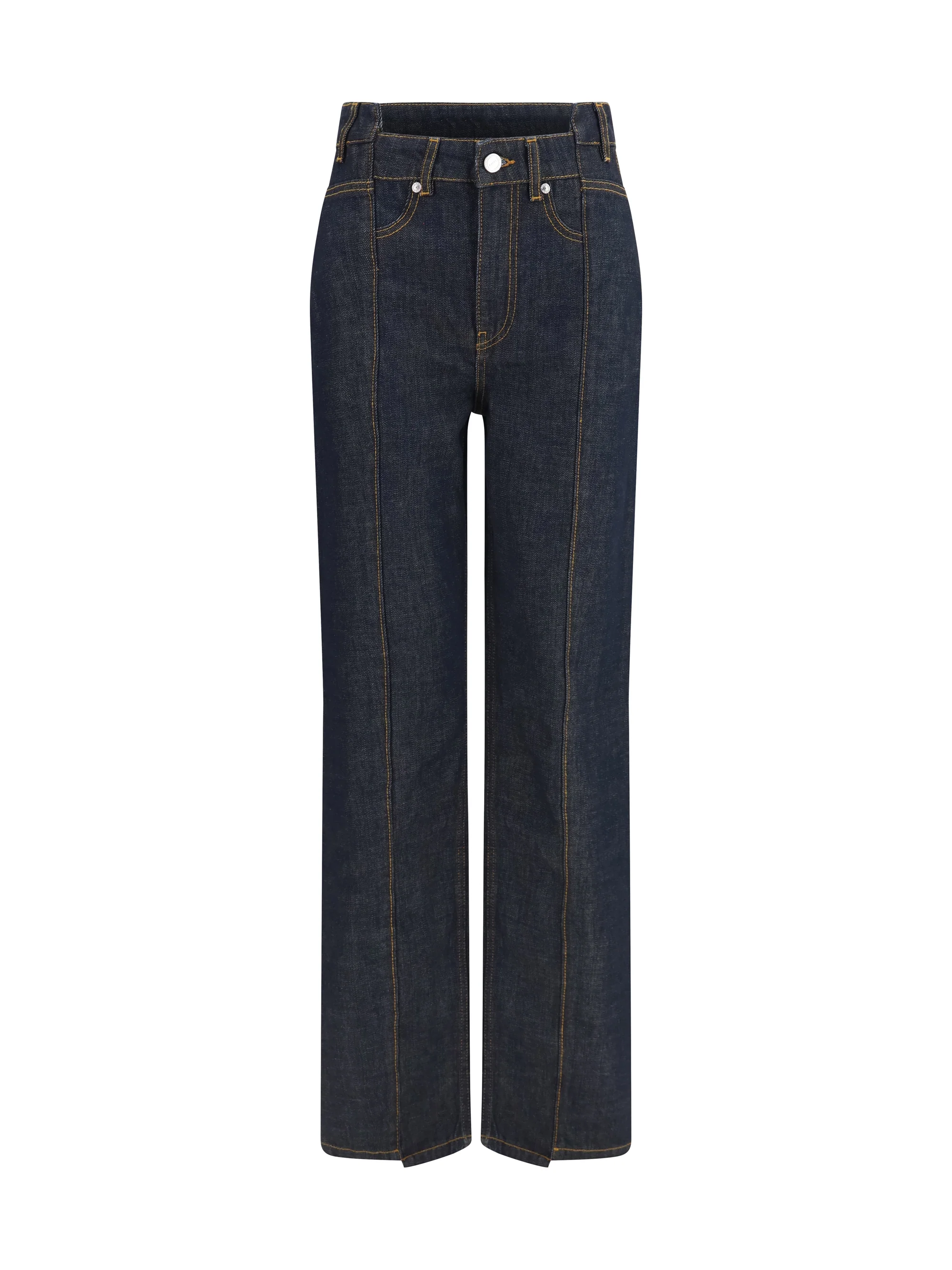 GANNI 25 slub denim fold jeans