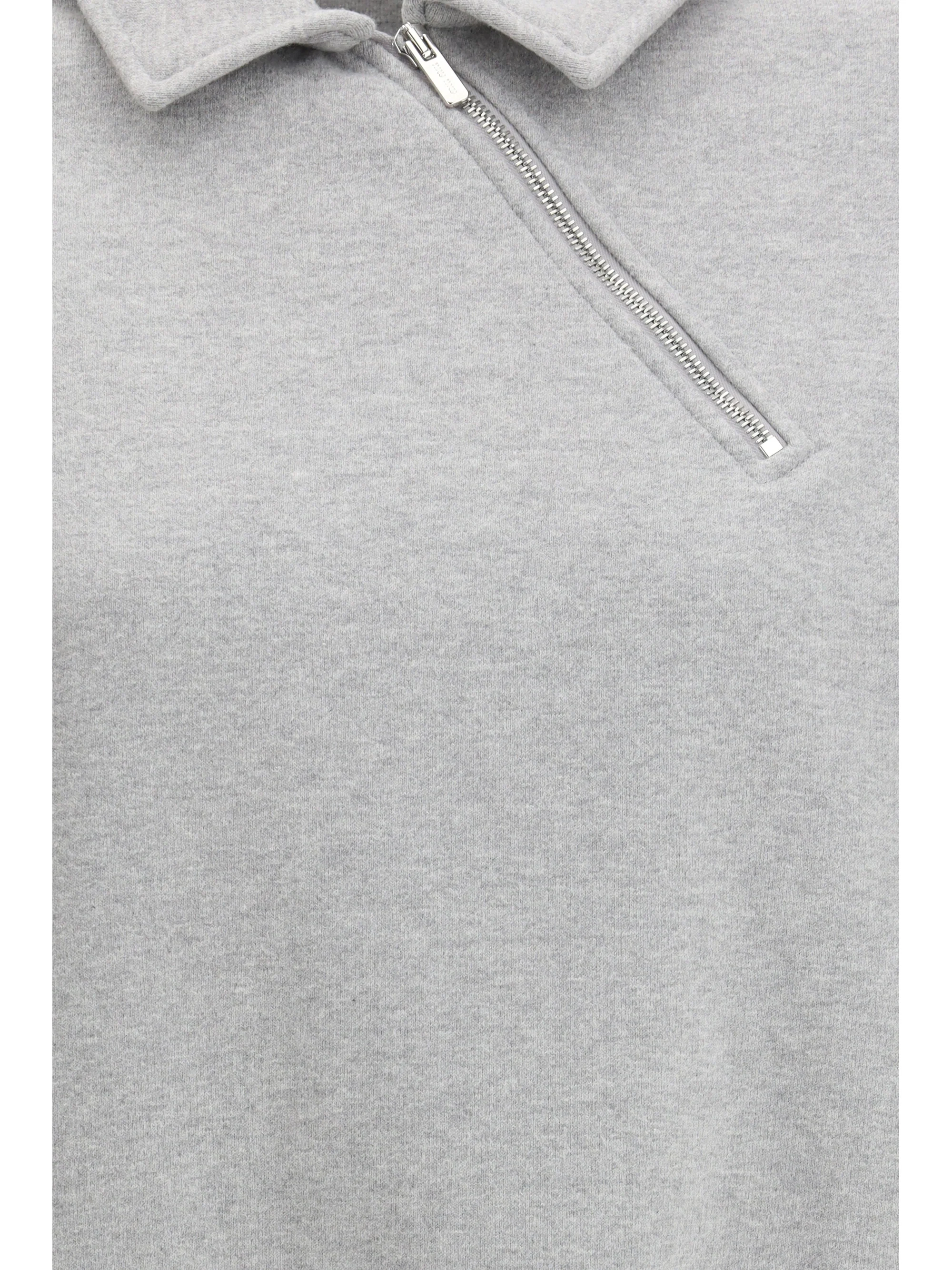 sweatshirt with oblique zip closure
