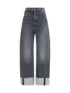 half pipe flood cuff fray jeans