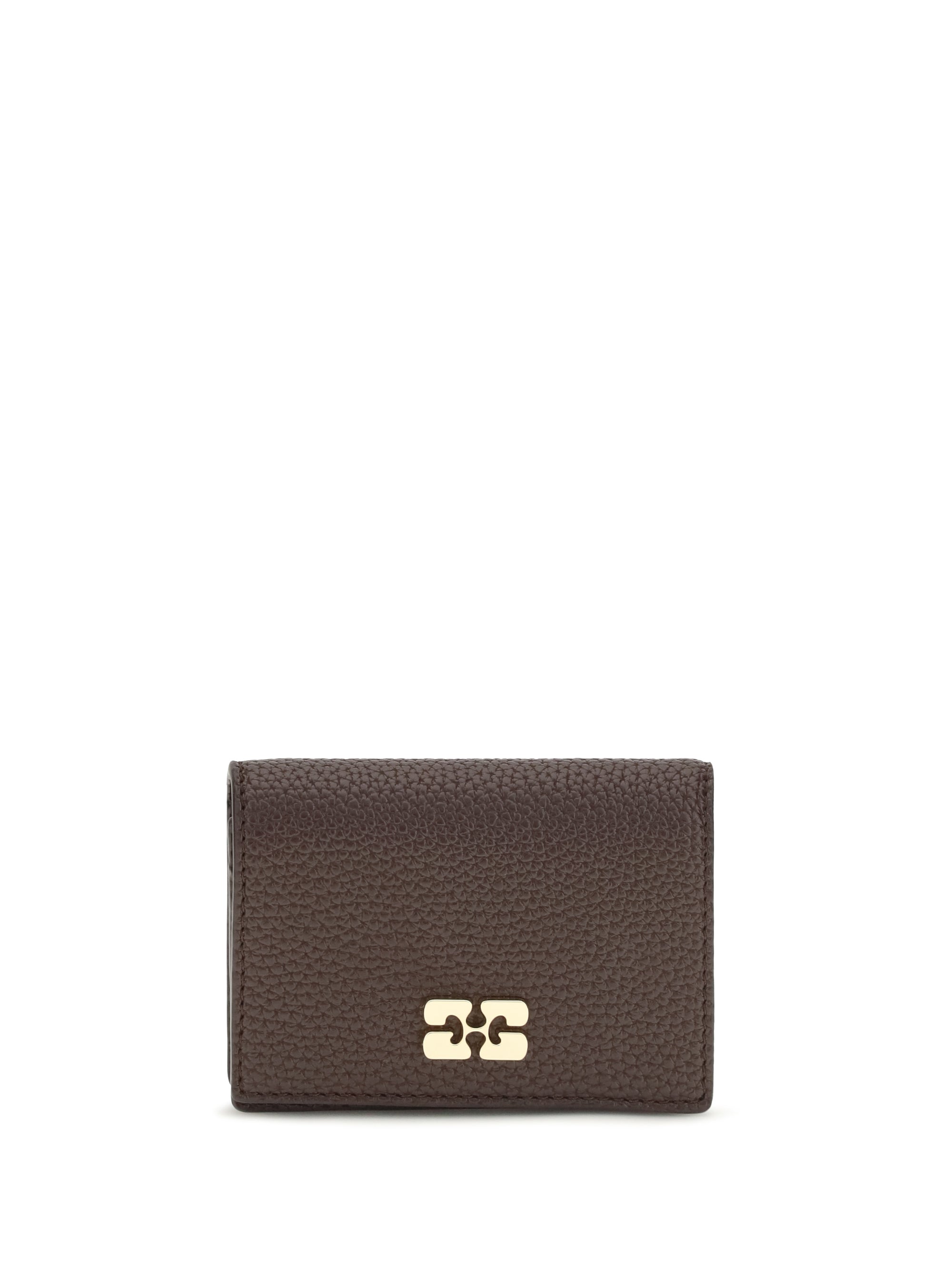 GANNI OS flap card holder in grained leather