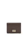 flap card holder in grained leather