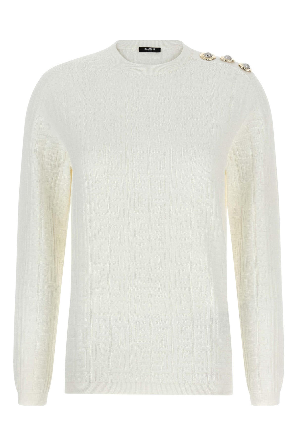 BALMAIN 34 stretch knit monogram jacquard logo top