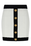 mini skirt in two-tone stretch viscose crocheted