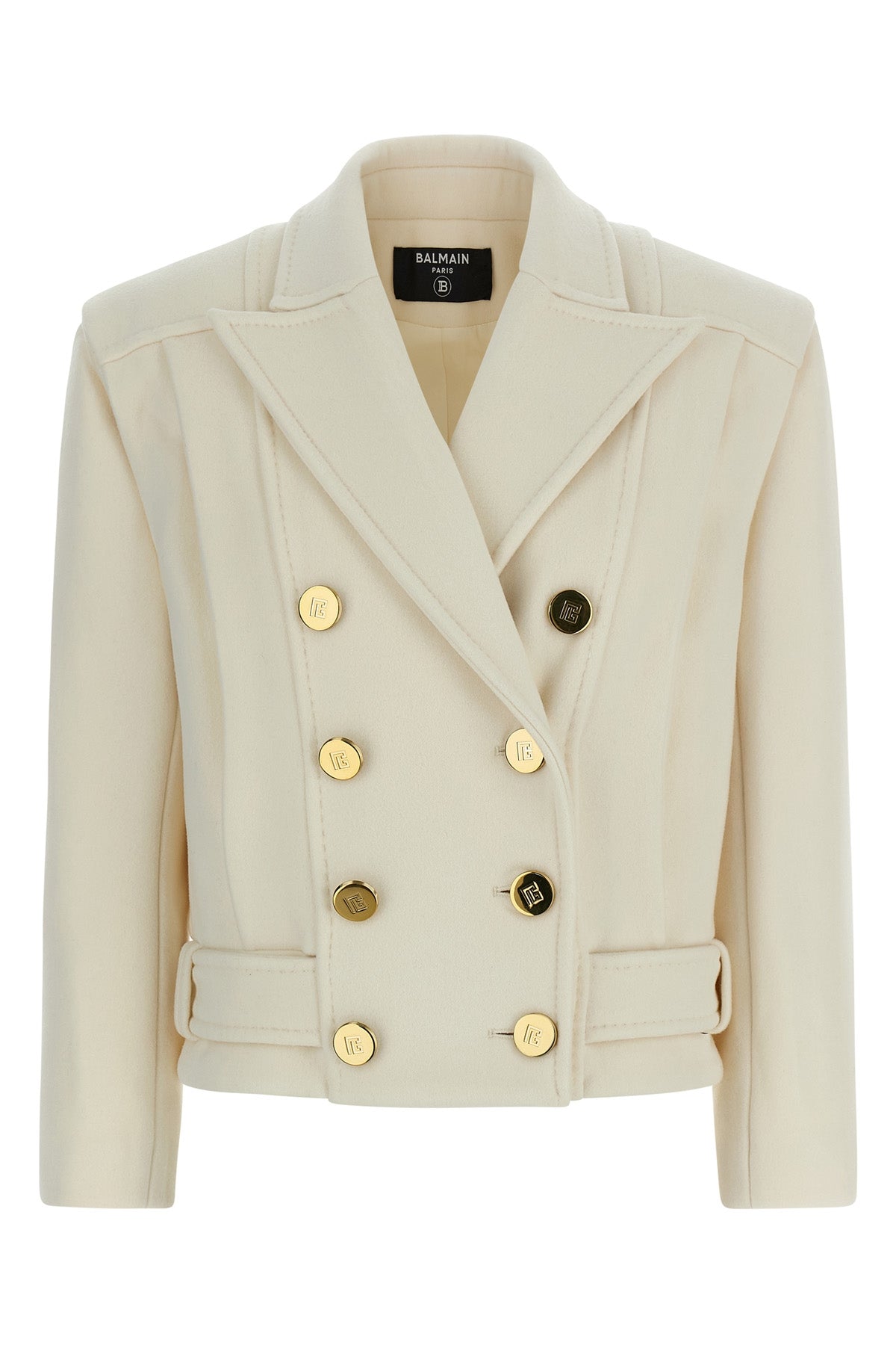 BALMAIN 34 double-breasted short wool blend coat