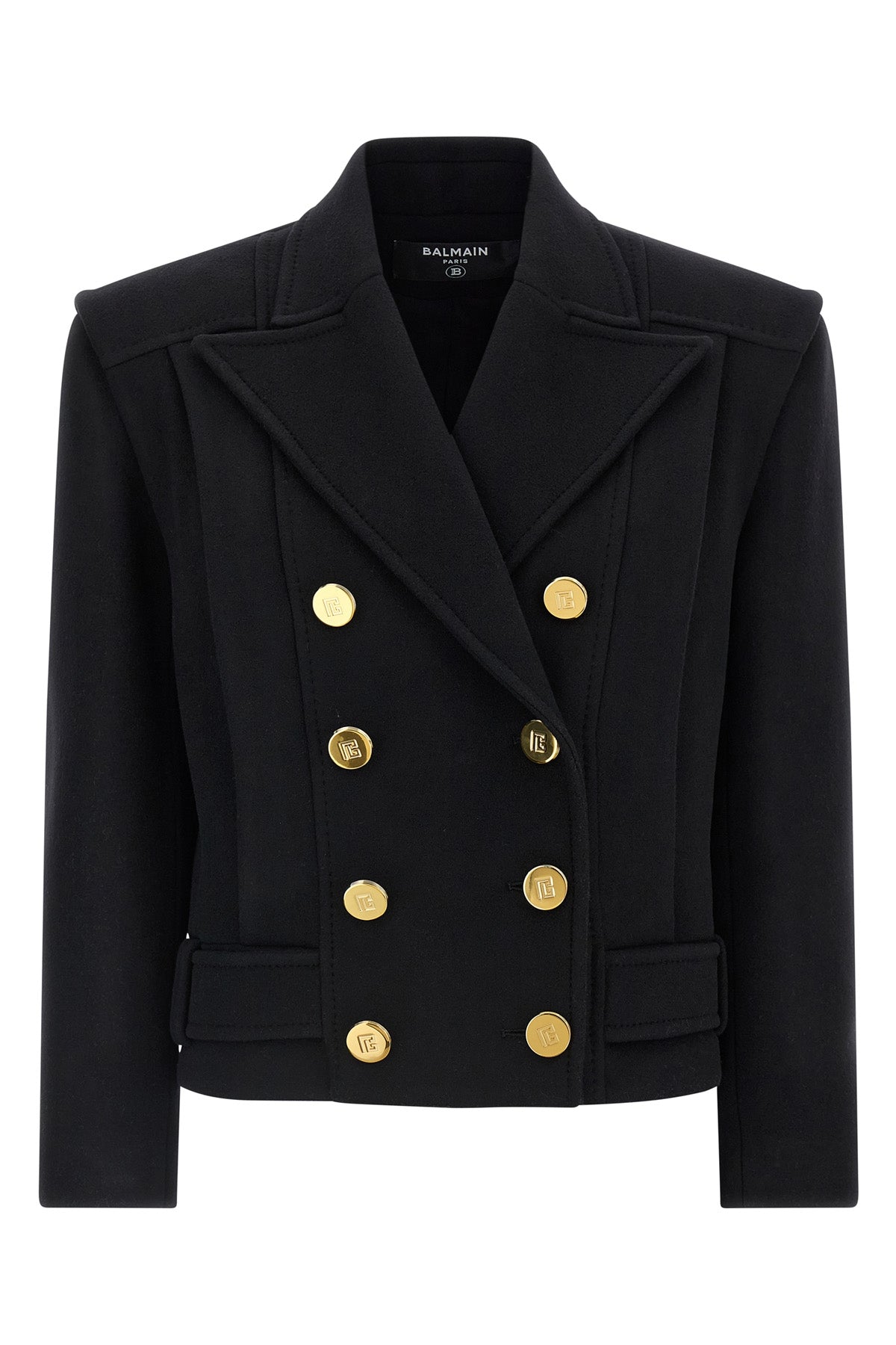 BALMAIN 36 double-breasted short wool blend coat
