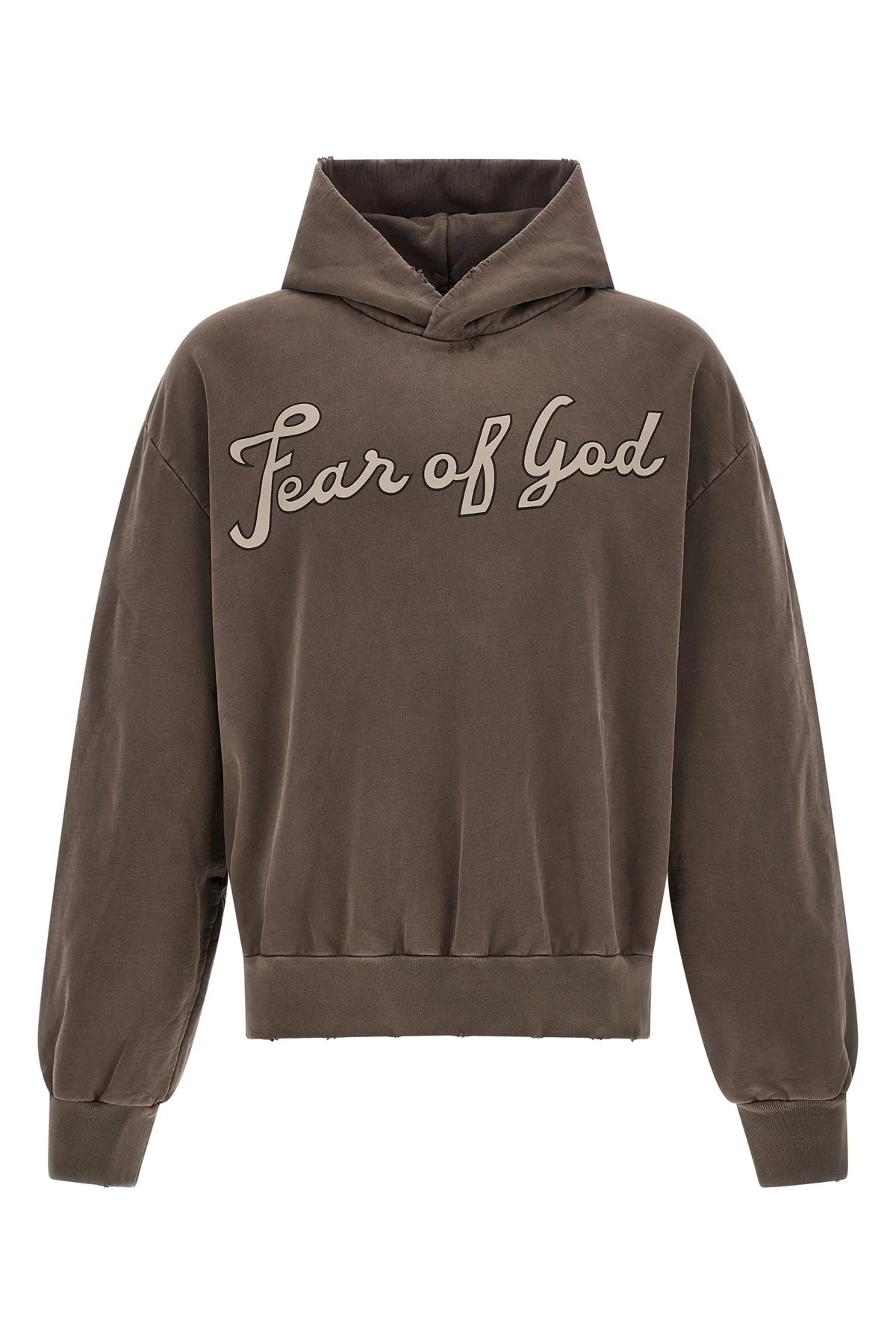 FEAR OF GOD S 26 classic half raglan hoodie in heavy used-effect cotton sweatshirt finished