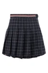 the thom browne pleated mini skirt in teviot tweed