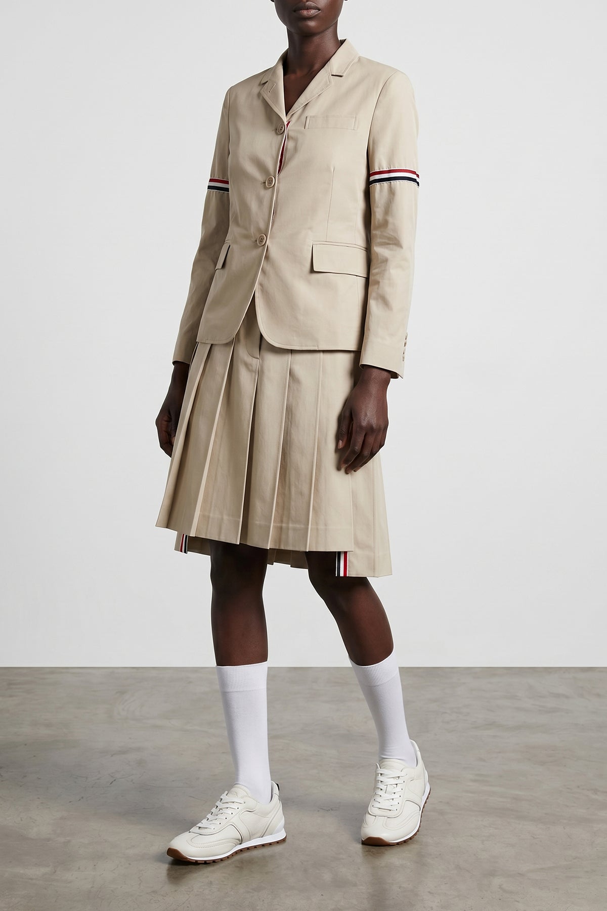 THOM BROWNE 42 pleated cotton mini skirt