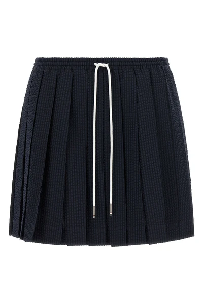 seersucker striped wool mini skirt