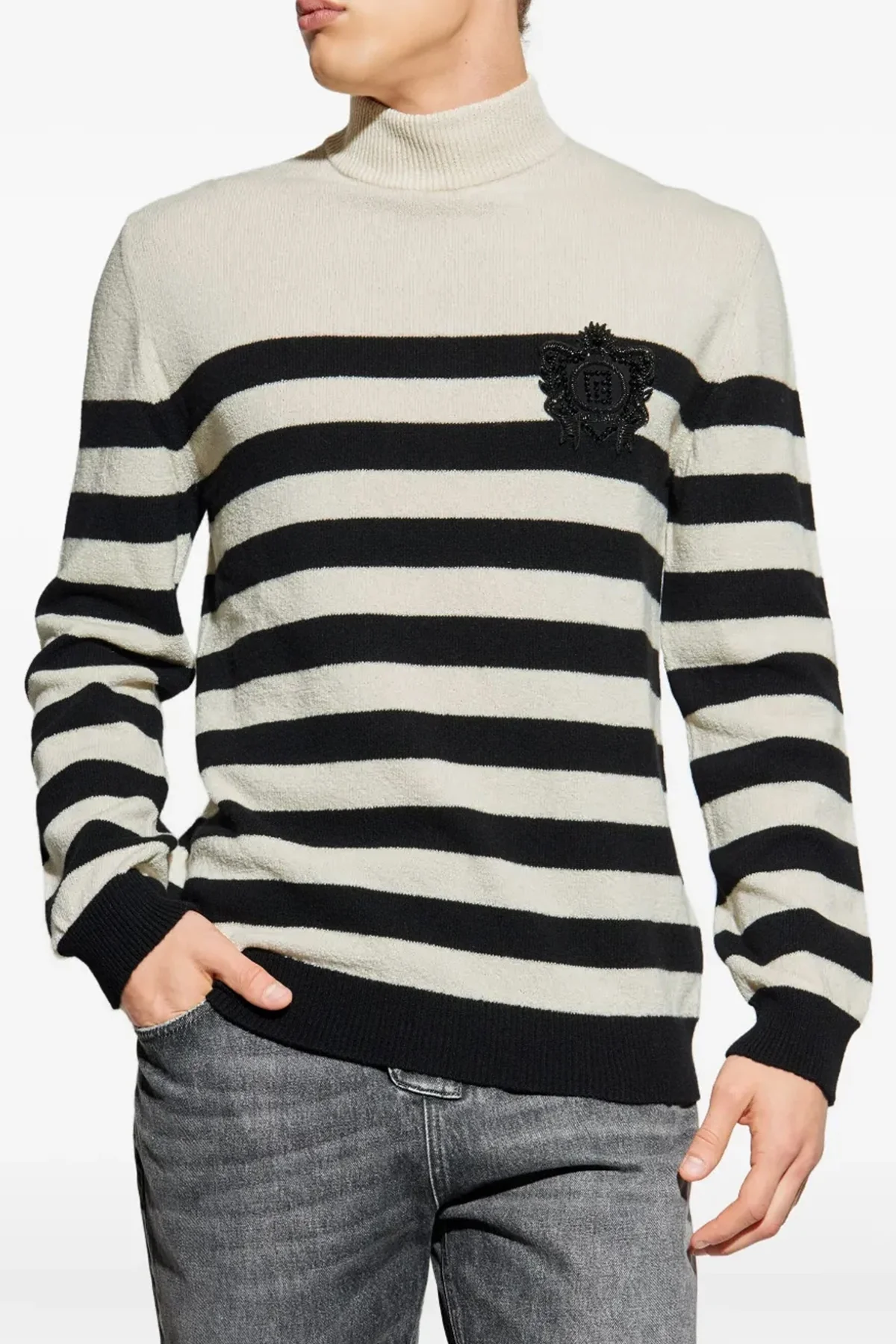 BALMAIN S marinière striped wool and cashmere sweater