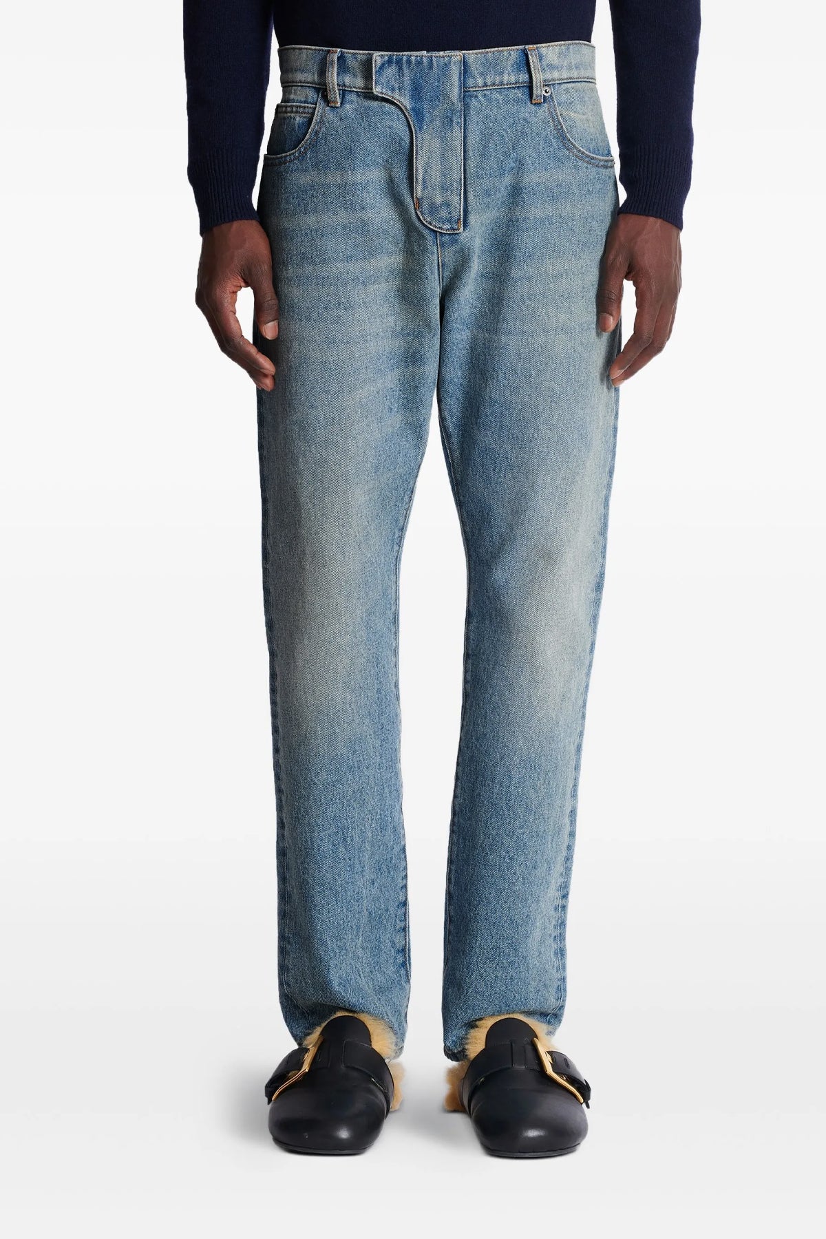 BALMAIN 33 stonewashed cotton denim jeans