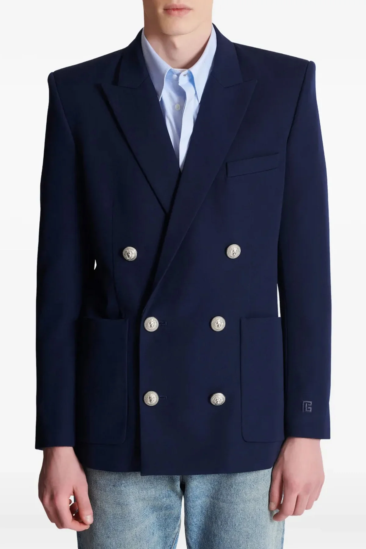double-breasted grain de poudre blazer