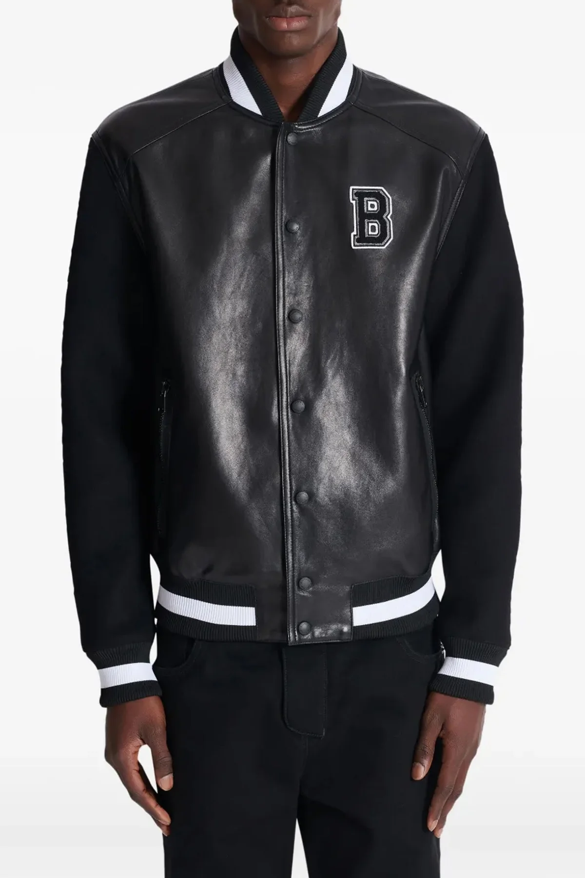 varsity leather bomber jacket
