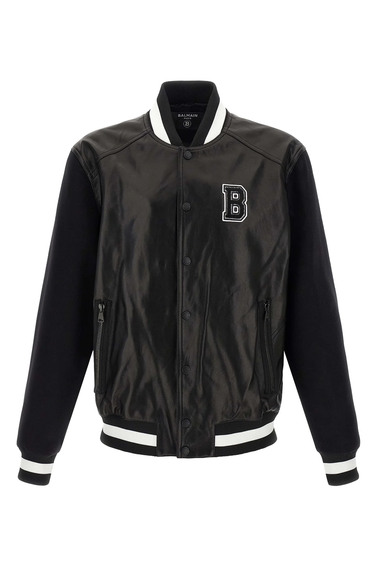 varsity leather bomber jacket