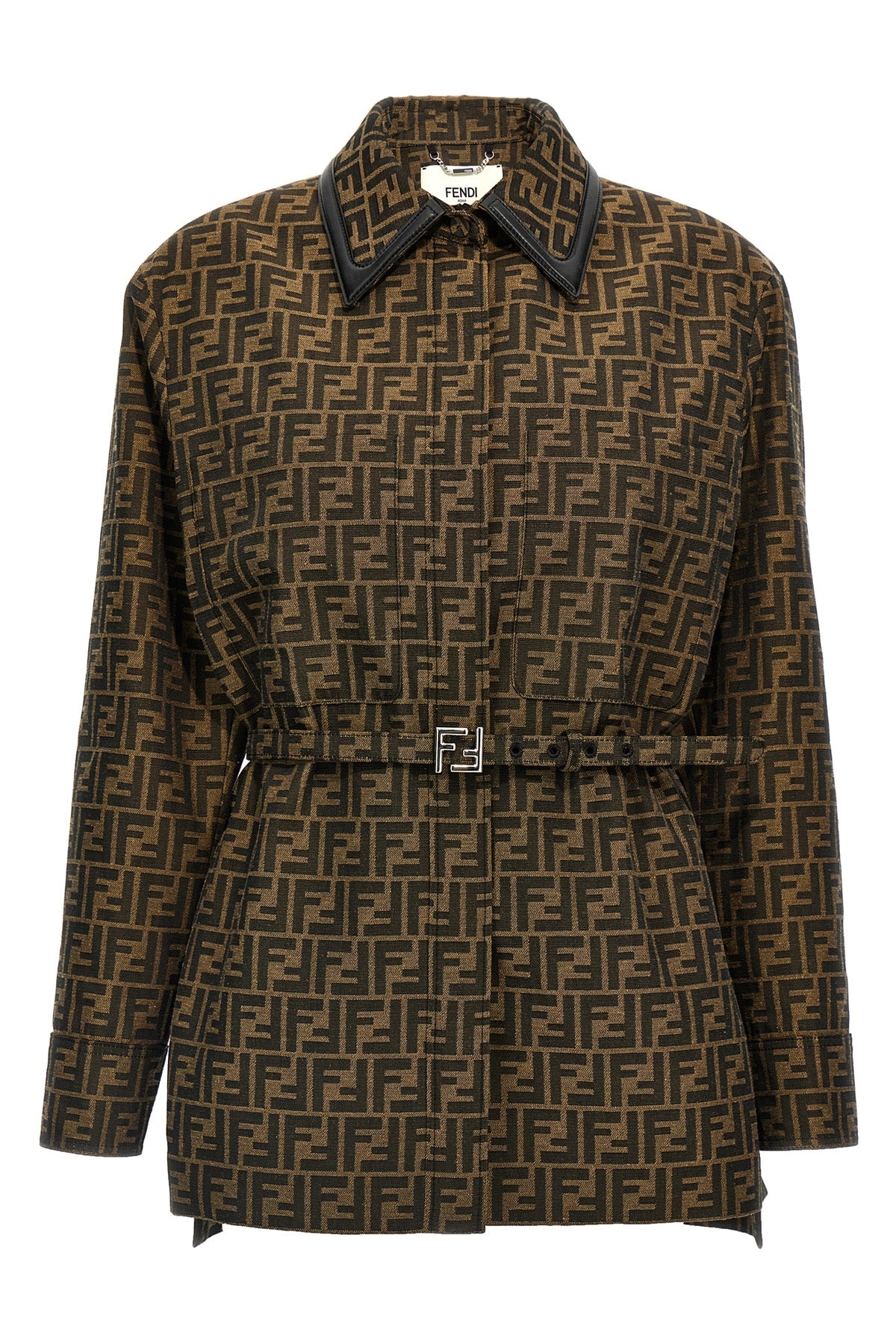 FENDI 38 all-over ff logo pattern cotton blend jacket