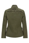 the fendi equestrian jacket in pure olive green cotton drill stands out for its