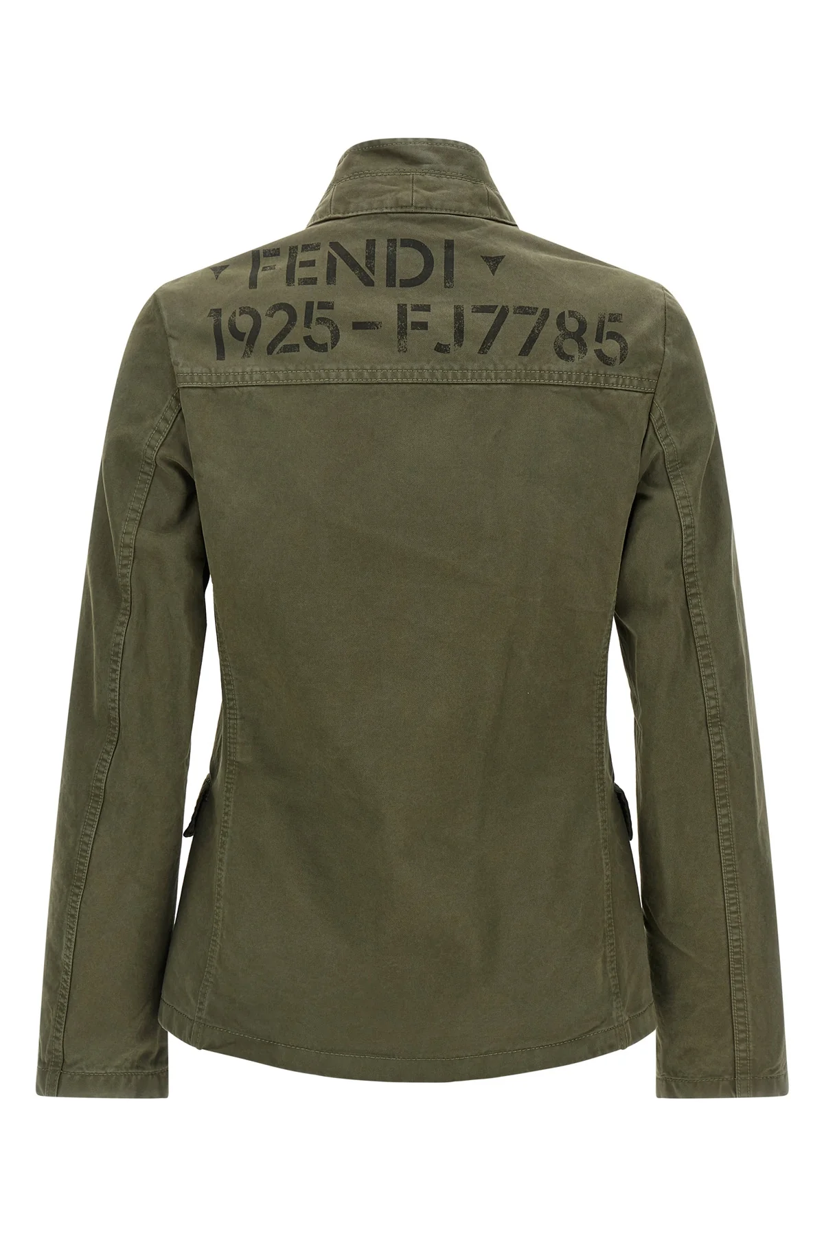 the fendi equestrian jacket in pure olive green cotton drill stands out for its