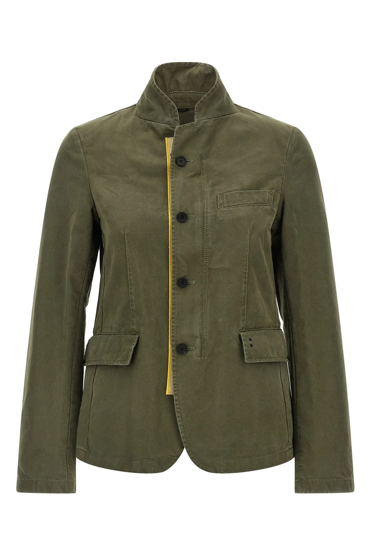 the fendi equestrian jacket in pure olive green cotton drill stands out for its