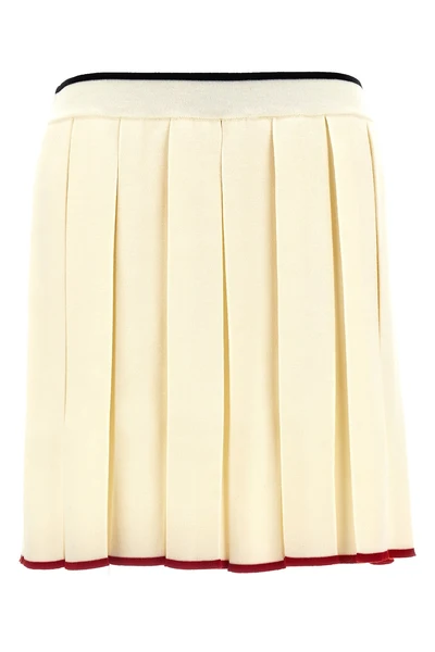 pleated wool blend knit skirt
