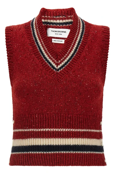 the thom browne vest defines a new perspective on knitwear through a structured