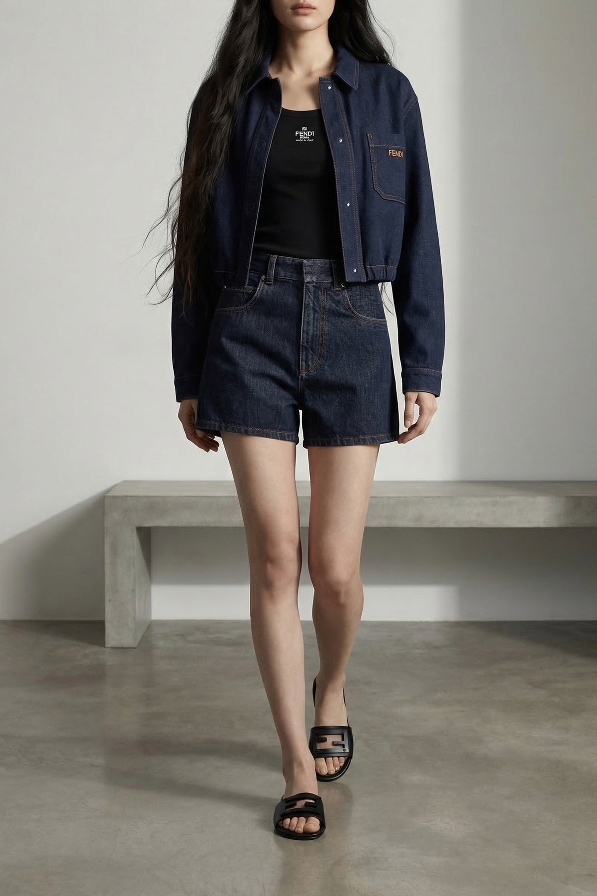 FENDI 38 ff reverse cotton denim jacket
