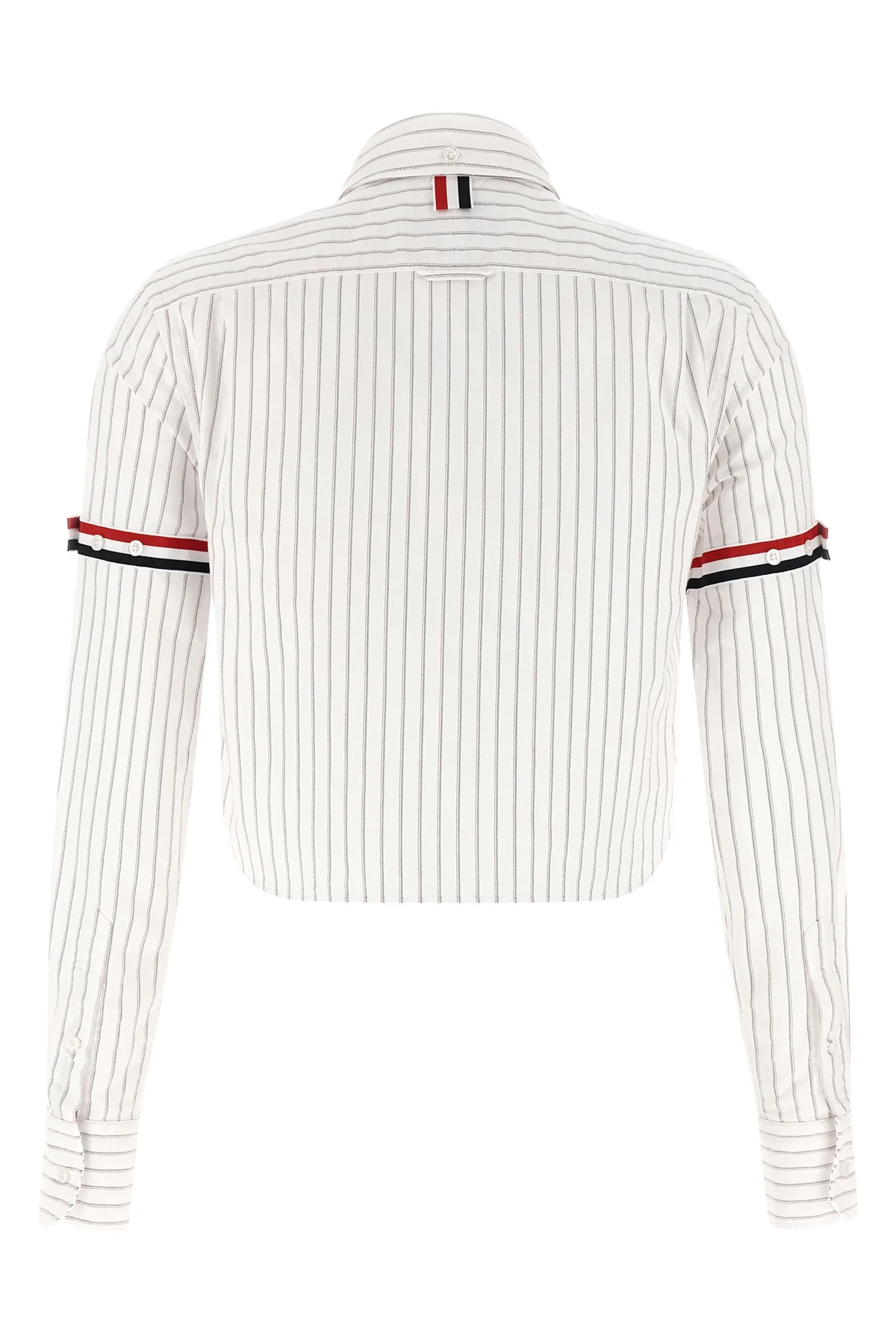 THOM BROWNE 38 the thom browne cropped shirt reinterprets the codes of classic tailoring throug